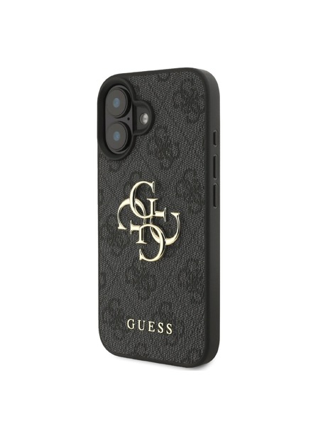 Guess Guess PU 4G kovinski zadnji ovitek z logotipom za iPhone 16 siv