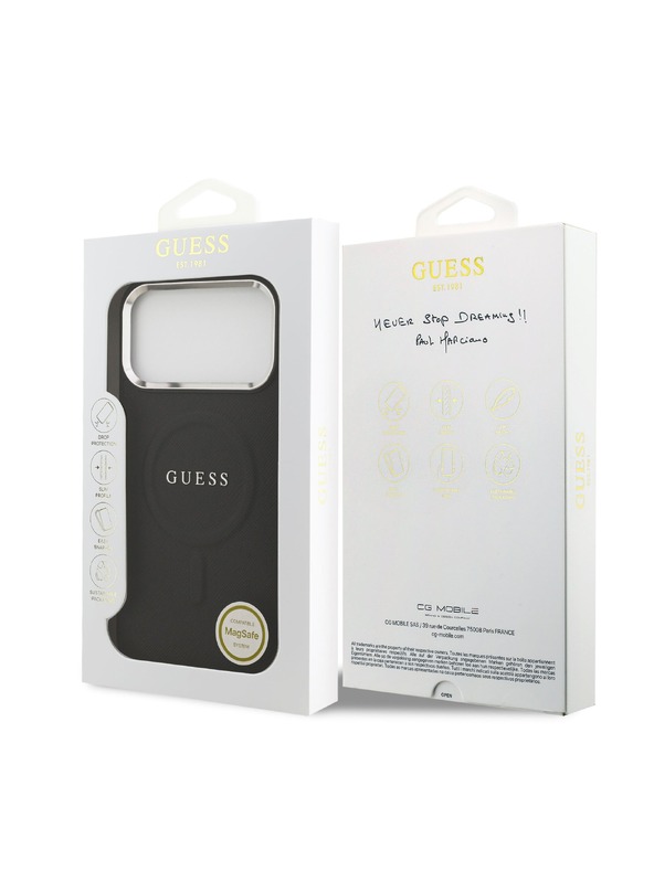 Guess Guess PU Saffiano MagSafe Zadnji Pokrov za iPhone 17 Pro Max Black