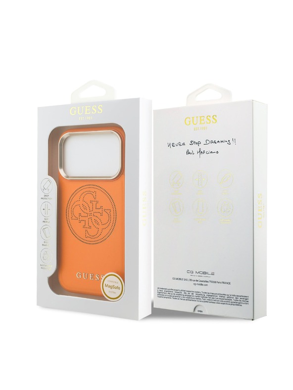 Guess Guess PU Perforated 4G Logo MagSafe Zadnji Pokrov za iPhone 17 Pro Max Orange