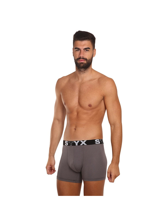 Styx Moške boksarice Styx long športni elastik temno sive