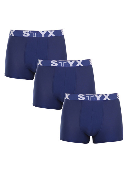 Styx Set treh - moške boksarice Styx športni elastik temno modre