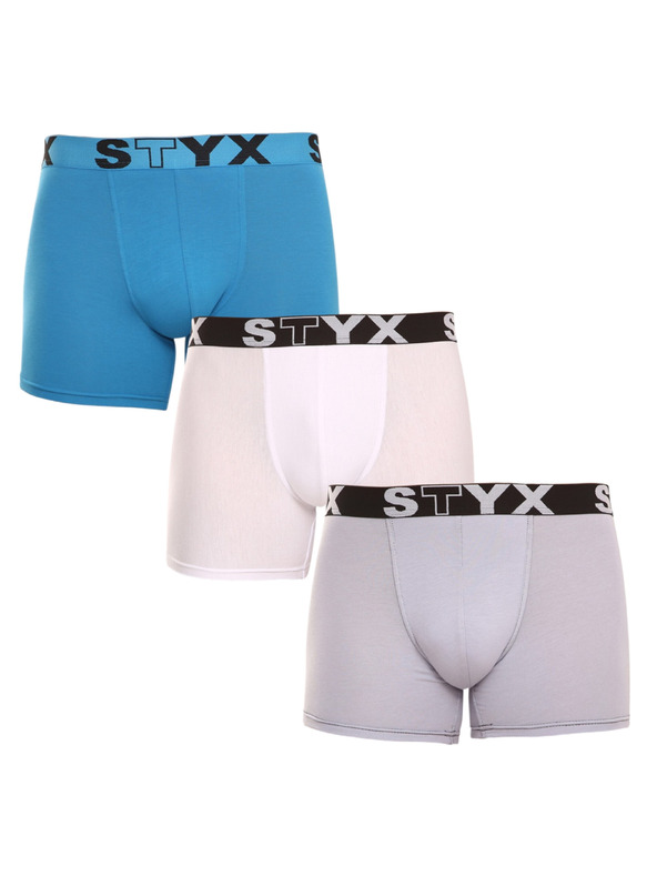 Styx Komplet treh - moške boksarice Styx dolge športne elastične večbarvne