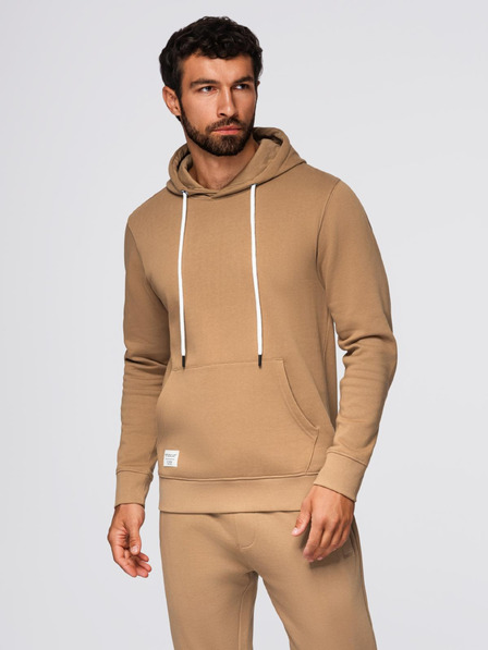 Ombre Clothing Moška trenirka majica + hlače regular fit - kamela V2 Z120 Ombre Clothing