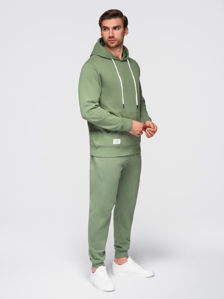 Ombre Clothing Moški trenirka bombažni pulover + jogger hlače - zelena V3 Z121 Ombre Clothing