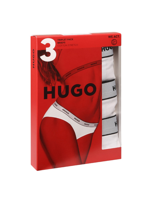 HUGO Komplet treh - Ženske hlačke HUGO bele