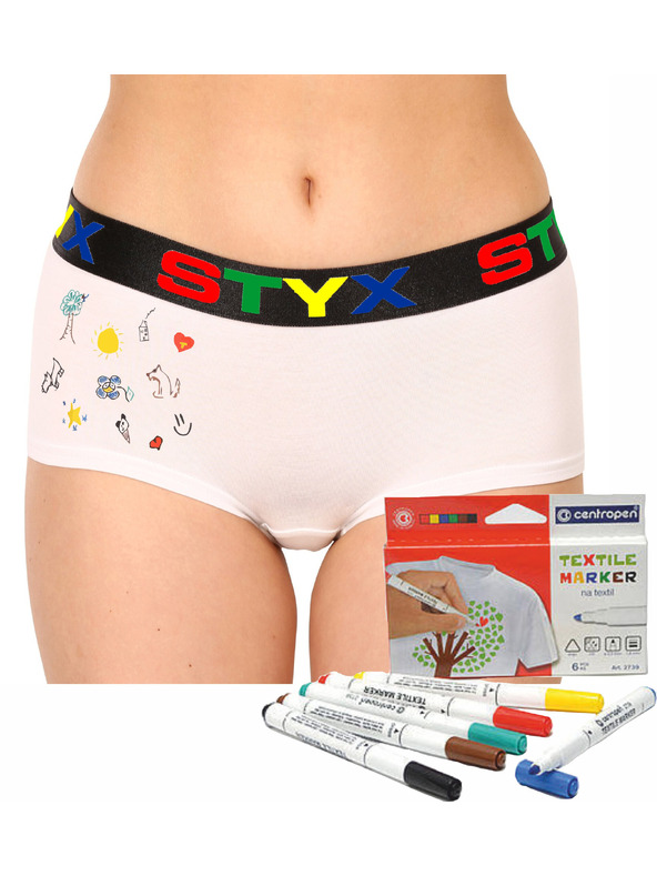 Styx Ženski spodnjački Styx s hlačnico beli + fixy na tekstil