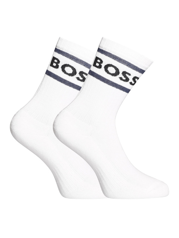 BOSS Komplet treh - nogavice BOSS visoke bele