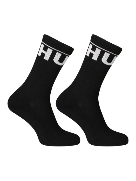 HUGO Set dveh - nogavice HUGO visoke črne