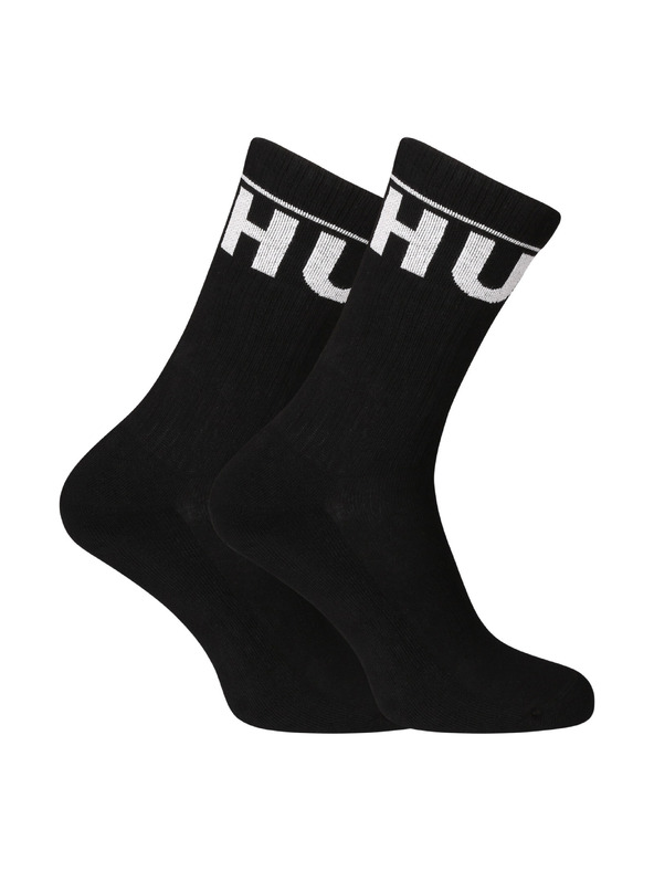 HUGO Set dveh - nogavice HUGO visoke črne
