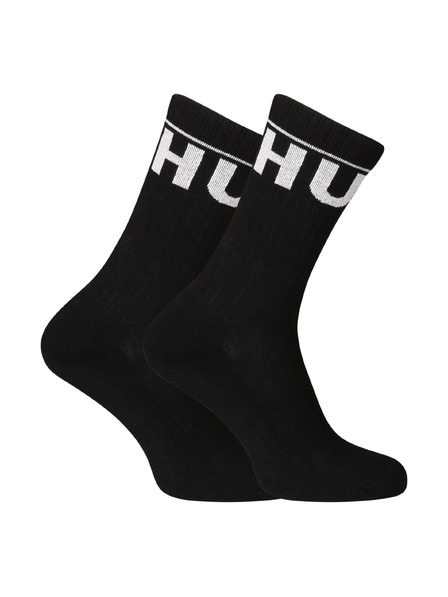 HUGO Set dveh - nogavice HUGO visoke črne