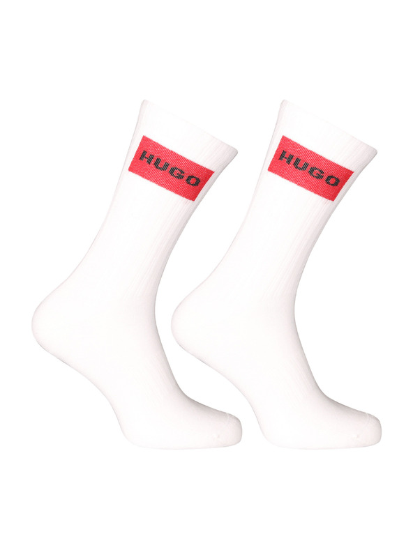 HUGO Set dveh - nogavice Hugo visoke bele
