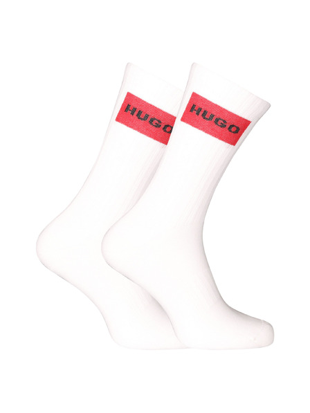 HUGO Set dveh - nogavice Hugo visoke bele
