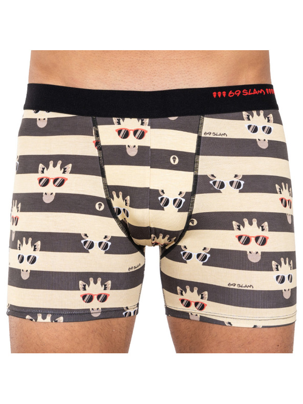 69slam Moške boksarice 69SLAM fit bamboo giraffe stripes