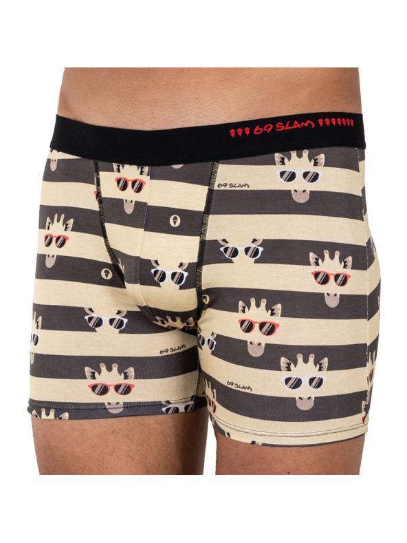 69slam Moške boksarice 69SLAM fit bamboo giraffe stripes