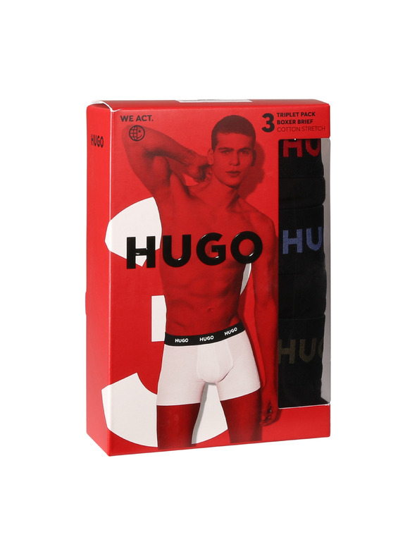 HUGO Komplet treh - moške boksarice HUGO črne