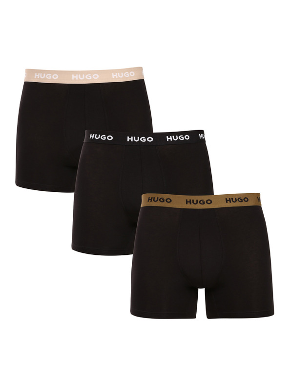 HUGO Komplet treh - moške boksarice HUGO črne