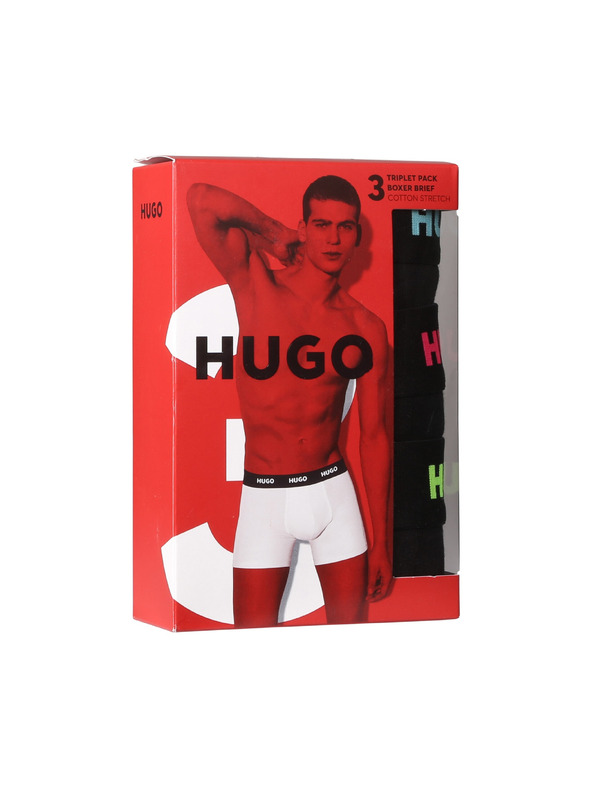 HUGO Komplet treh - moške boksarice HUGO črne