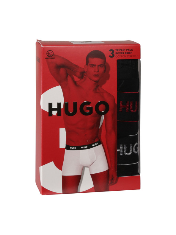 HUGO Komplet treh - moške boksarice HUGO črne