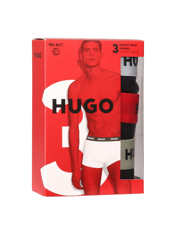 HUGO Komplet treh - moške boksarice HUGO črne
