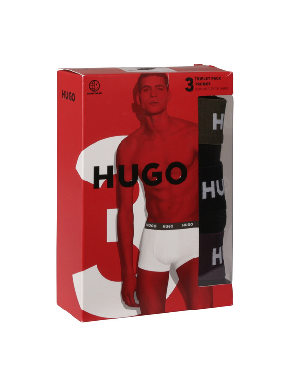 HUGO Komplet treh - moške boksarice HUGO črne