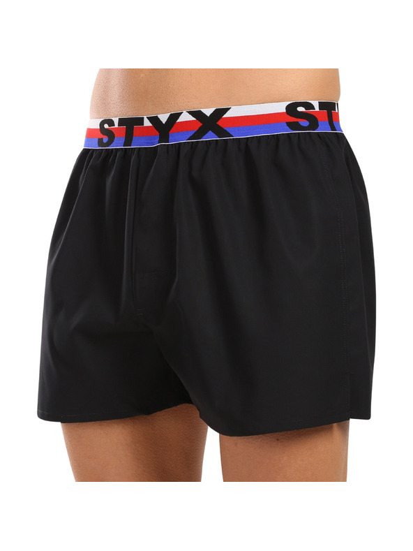 Styx Komplet treh - moške hlače Styx športni elastik črne trikolora