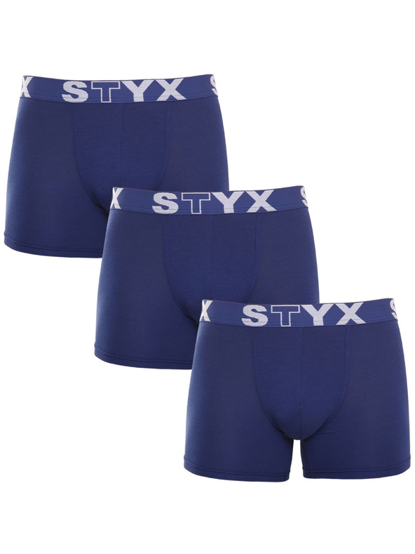 Styx Komplet treh - moški boksaški način Styx long športni elastik temno modre