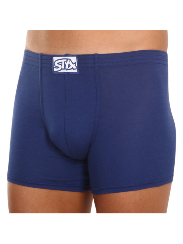 Styx Komplet treh - moške boksarice Styx long klasična guma temno modre