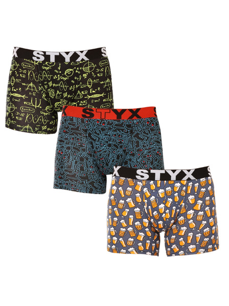 Styx Set treh - moške boksarice Styx long art športni elastični pas večbarvne