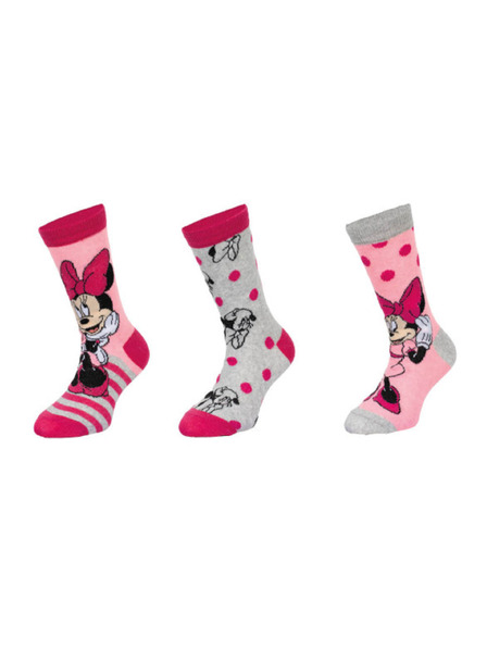 Trenýrkárna Komplet treh - otroške nogavice Minnie večbarvne (39717/pink)