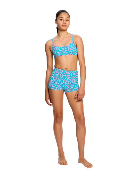 Modibodi Dečke menstruacijske plavalke Modibodi Performance Hi Waist Short Super Wavy Blue spodnji del