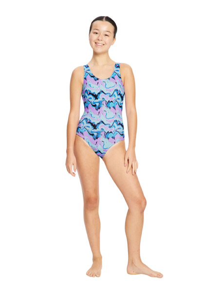 Modibodi Dečke menstruacijske plavalke Modibodi Performance Racerback One Piece Super Marble Blue enodelne