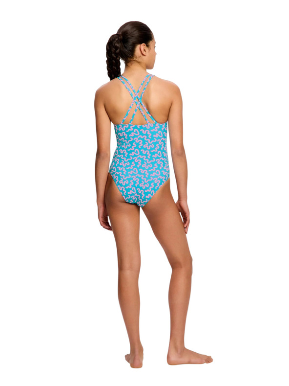 Modibodi Dečke menstruacijske plavalke Modibodi Splice One Piece Super Wavy Blue enodelne