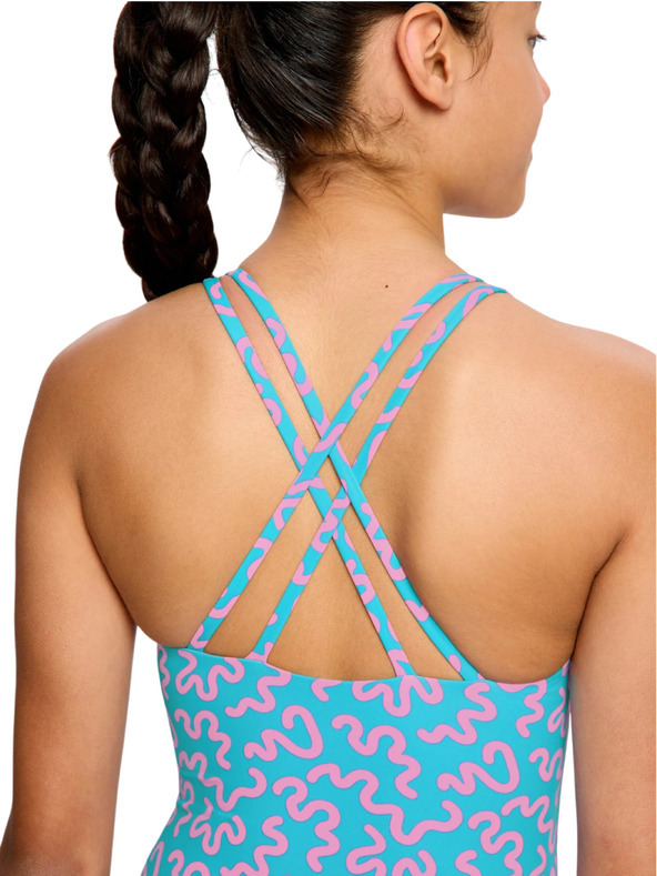 Modibodi Dečke menstruacijske plavalke Modibodi Splice One Piece Super Wavy Blue enodelne