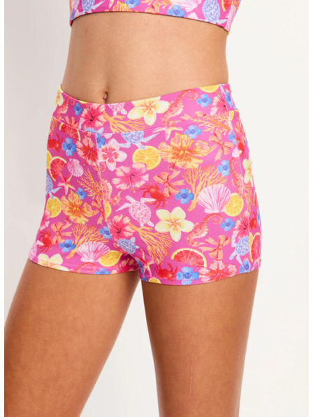 Modibodi Dečke menstruacijske plavalke Modibodi Marine Teen Swimwear Hi Waist Short Super Tropicana Crush spodnji del