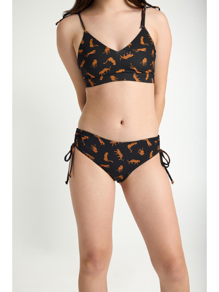 Modibodi Dečke menstruacijske plavalke Modibodi Teen High Bikini Cheetah Chase Black spodnji del