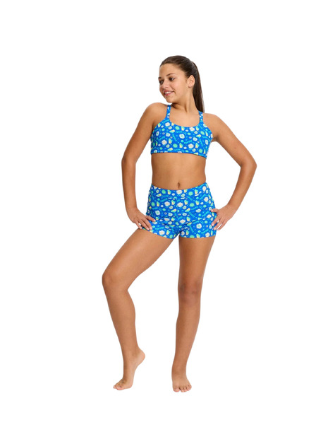 Modibodi Dečke menstruacijske plavalke Modibodi Teen Smileyworld Hi Waist Short Boho Botanical Blue spodnji del