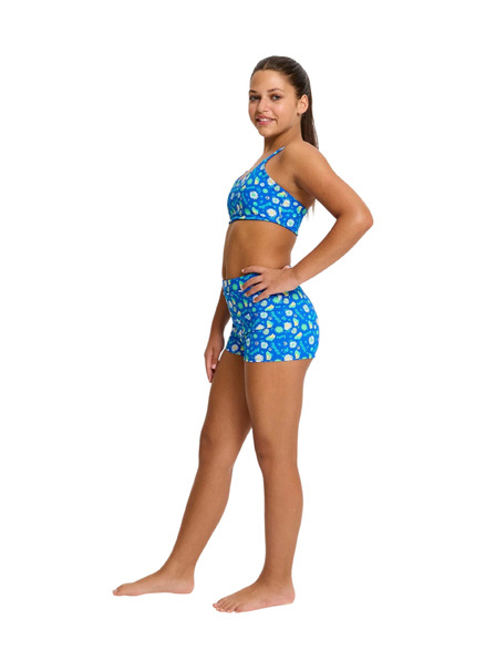 Modibodi Dečke menstruacijske plavalke Modibodi Teen Smileyworld Hi Waist Short Boho Botanical Blue spodnji del