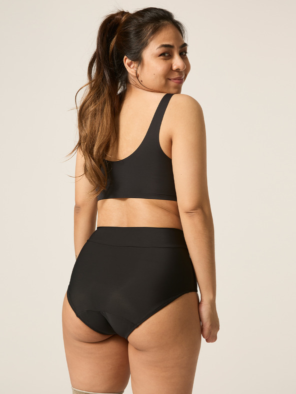 Modibodi Menstruacijski kupaći kostumi Modibodi Hi-Waist Bikini Brief Light-Moderate crni spodnji dio
