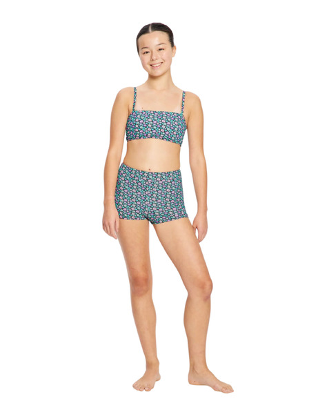 Modibodi Djevojčinski menstruacijski kupaći kostumi Modibodi Hi Waist Short Super Luna Blossom Black spodnji dio