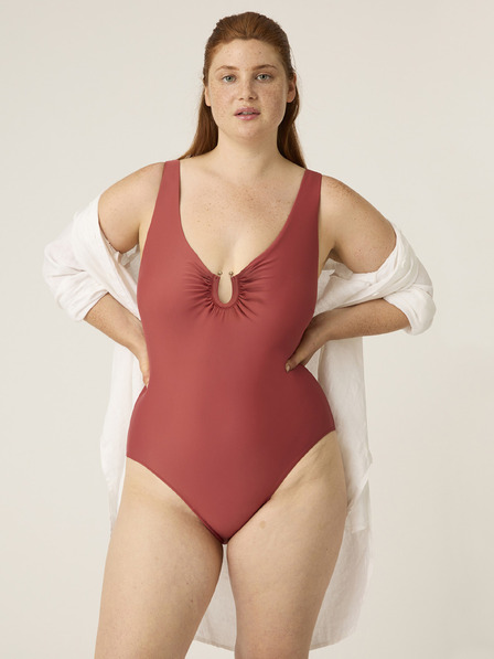 Modibodi Menstruacijski kupalek Modibodi High V Neck One Piece Sahara Red