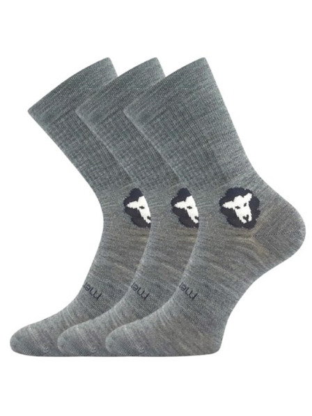 VoXX Komplet treh - nogavice VoXX merino svetlo sive