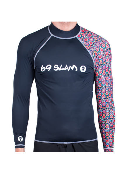 69slam Moška majica 69SLAM flower skulls long