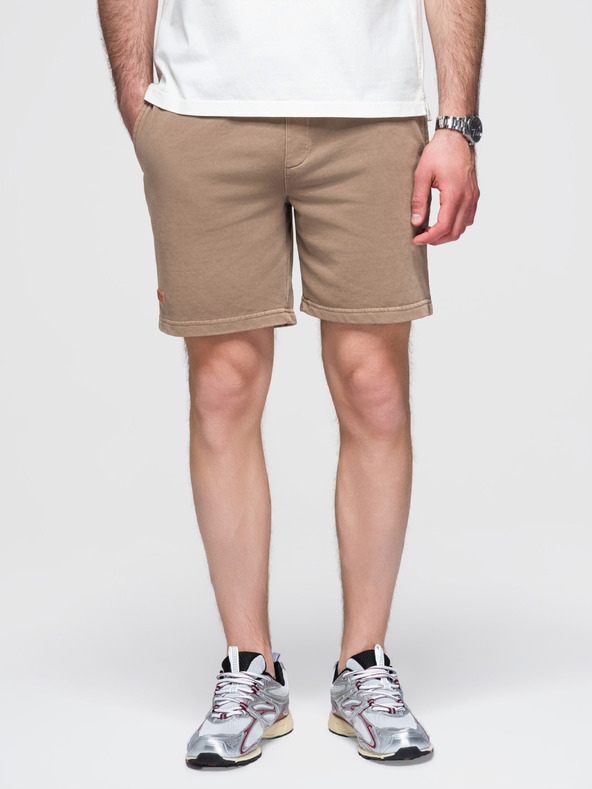 Ombre Clothing Moške bombažne športne hlače BASIC brown Ombre Oblačila