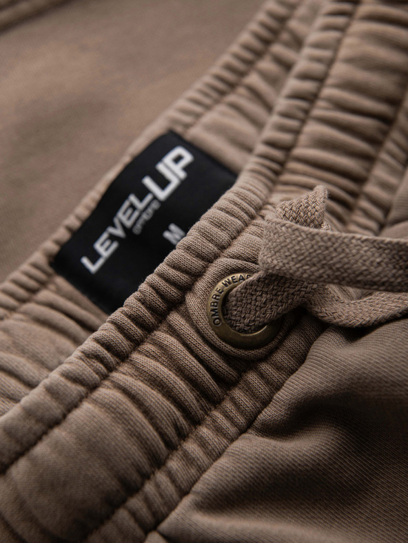Ombre Clothing Moške bombažne športne hlače BASIC brown Ombre Oblačila
