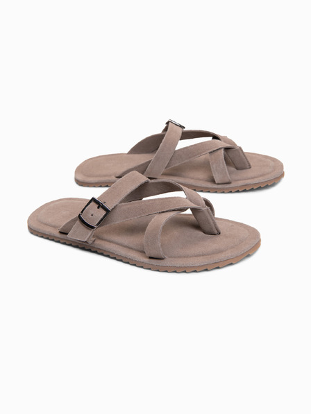 Ombre Clothing Moške semišne japonke z dodatnimi stabilizacijskimi trakama - pepel V2 OM-FOSF-0253 Ombre Clothing