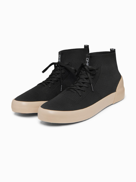 Ombre Clothing Moške enobarven teniške z visoko bombažno peto – črne V4 OM-FOKS-0201 Ombre Clothing
