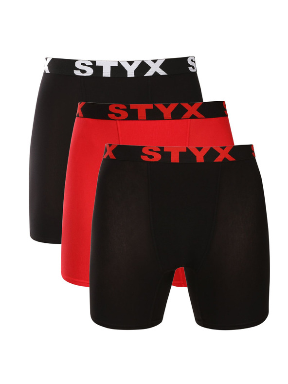 Styx Komplet treh - moške boksarice Styx dolge športne elastične večbarvne