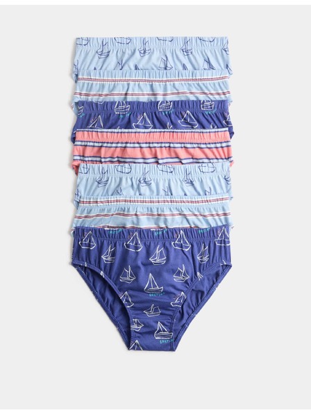 Marks & Spencer Prti Boats & Striped iz čistega bombaža, 7 kosov v pakiranju (18 mesecev – 14 let) Marks & Spencer modra