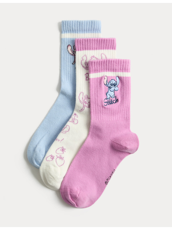 Marks & Spencer Nogavice Lilo & Stitch™, set 3 parov (6 small – 7 large) Marks & Spencer roza