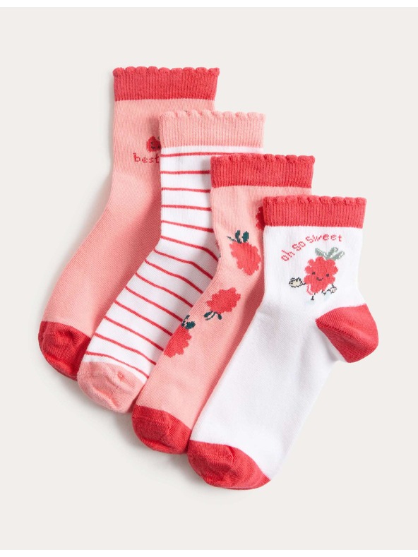 Marks & Spencer Nogavice Fun Berries, set 4 parov (6 small – 7 large) Marks & Spencer oranžna